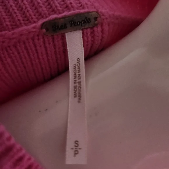 Free People Vibrant Pink Crew Neck Sweater - Picture 2 of 2